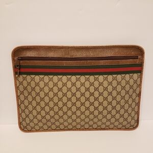 Authentic Vintage GUCCI GG Logo Laptop Case, Portfolio Bag & Oversized Clutch